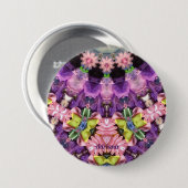 ～紫ピンクグリーン黄色ADRIANAきらきら光る～ボタン 缶バッジ (正面&裏面)