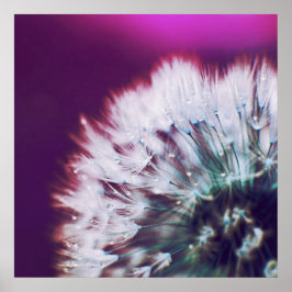 紫ピンクダンダリオンマクロ抽象芸術 ポスター