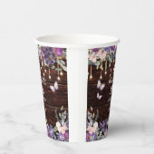 紫ピンクフローラ蝶素朴蝶100誕生日 紙コップ (右)
