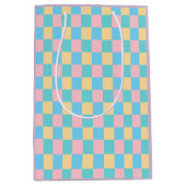 紫ピンクブルーグリーンイエローエレガントテンプレート ミディアムペーパーバッグ (正面)