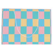 紫ピンクブルーグリーンイエローモダンテンプレート ラージペーパーバッグ (裏面)