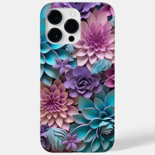 紫ピンクブルー3-D紙ルック花 Case-Mate iPhone 14 PRO MAXケース