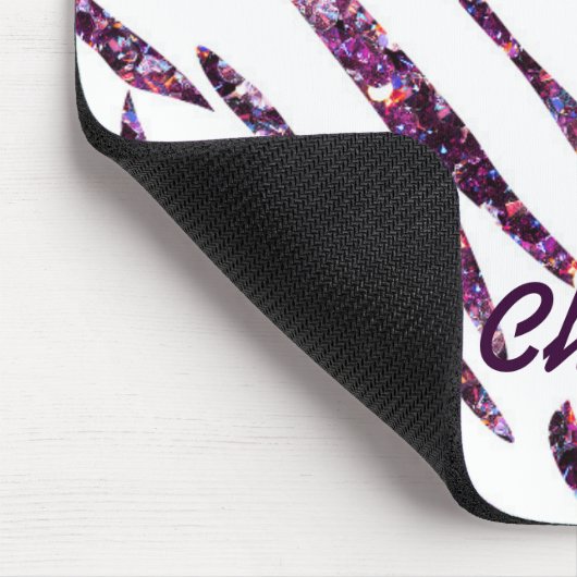 紫ピンクホワイトゼブラプリントグリッターマウスパッド マウスパッド (コーナー)