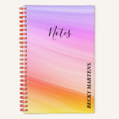 紫ピンクモダンオレンジ色の黄色の渦巻き旋回ノート ノートブック (正面)