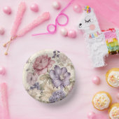 紫ピンク白花柄ペーパーボウル ペーパーボウル (パーティー)