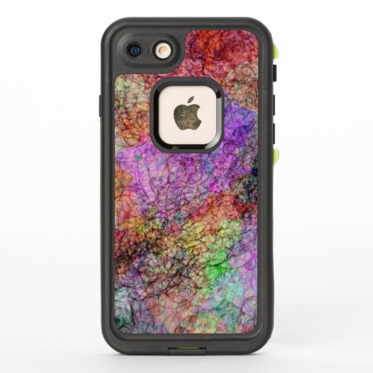 紫ピンク緑の黄色い落書きの霧の色 LifeProof iPhoneケース (裏面)