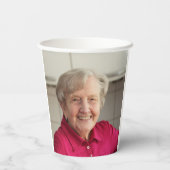 紫ピンク野花90誕生日写真 紙コップ (裏面)