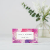 紫ピンク金ゴールド水彩インク名刺 名刺 (スタンド正面)