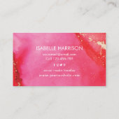 紫ピンク金ゴールド水彩インク名刺 名刺 (裏面)