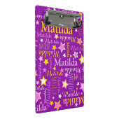 紫ピンク黄色の女の子の名前星柄 ミニクリップボード (アングル)