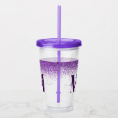 紫ピンク・ガーリーグリッター・スパークル・モノグラム  アクリルタンブラー (右)