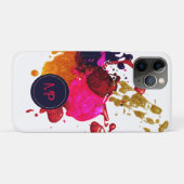 紫ピンク 赤 ゴールド ネイルポリッシュ スプラッター モノグラム Case-Mate iPhoneケース (裏面(横))