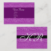紫ファッションビーズモノグラム 名刺 (正面/裏面)