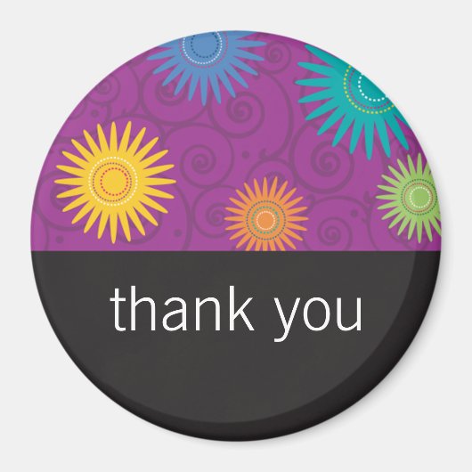 紫ファンキー磁石の花 マグネット (正面)