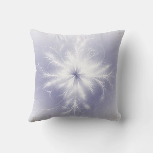 紫ファンシーの上の白い雪の結晶 クッション (裏面)
