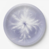 紫ファンシーの上の白い雪の結晶 ペーパープレート (正面)