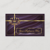 紫ファンシーの金ゴールド王室のクラウン豪華で高貴 名刺 (正面)