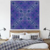 紫ファンシーアラベスクデザイン キャンバスプリント (インサイチュ (寝室))