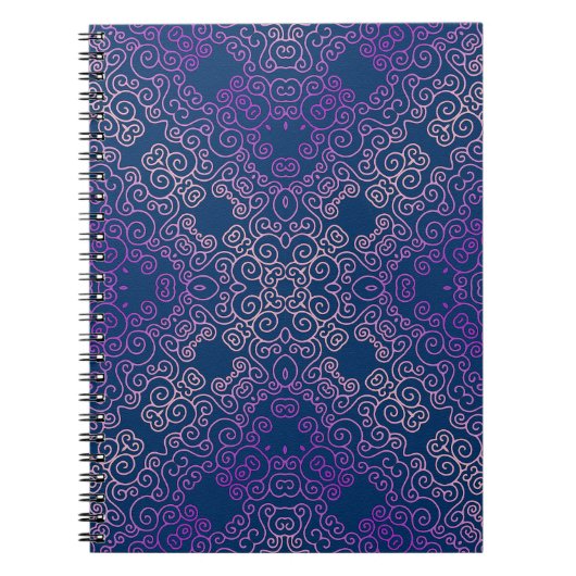 紫ファンシーアラベスクデザイン ノートブック (正面)