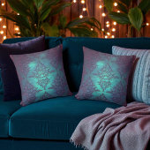紫ファンシーティール(緑がかった色)パターン クッション
