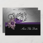 紫フェイクのヴィンテージブ結婚ルック セーブザデート (正面/裏面)