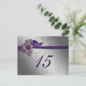 紫フェイクのヴィンテージブ結婚ルック ポストカード (スタンド正面)