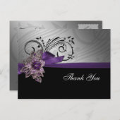 紫フェイクのヴィンテージブ結婚ルック ポストカード (正面/裏面)