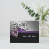 紫フェイクのヴィンテージブ結婚ルック 案内ポストカード (スタンド正面)
