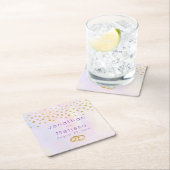 紫フェイクの水彩の金ゴールド紙吹雪 スクエアペーパーコースター (インサイチュ)