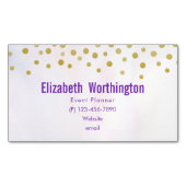 紫フェイクの水彩の金ゴールド紙吹雪 マグネット名刺 (正面)