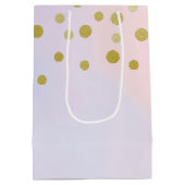 紫フェイクの水彩の金ゴールド紙吹雪 ミディアムペーパーバッグ (裏面)