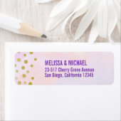 紫フェイクの水彩の金ゴールド紙吹雪 ラベル (インサイチュ)