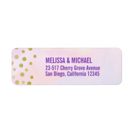 紫フェイクの水彩の金ゴールド紙吹雪 ラベル