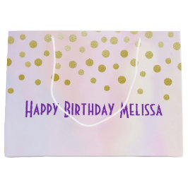 紫フェイクの水彩の金ゴールド紙吹雪 ラージペーパーバッグ