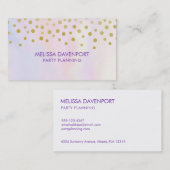 紫フェイクの水彩の金ゴールド紙吹雪 名刺 (正面/裏面)