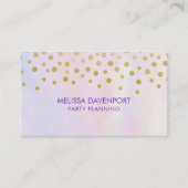 紫フェイクの水彩の金ゴールド紙吹雪 名刺 (正面)