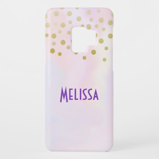 紫フェイクの水彩の金ゴールド紙吹雪 Case-Mate iPhoneケース (裏面)