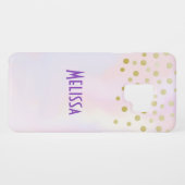 紫フェイクの水彩の金ゴールド紙吹雪 Case-Mate iPhoneケース (裏面(横))