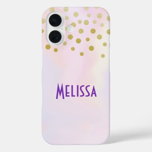 紫フェイクの水彩の金ゴールド紙吹雪 Case-Mate iPhoneケース (裏面)