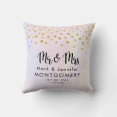 紫フェイクの水彩画の金ゴールド紙吹雪そしてミセス クッション (裏面)