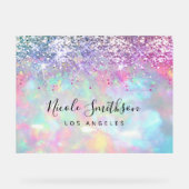 紫フェイクグリッターオパール石の背景 アクリルサイン (正面)