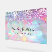 紫フェイクグリッターオパール石の背景 アクリルサイン (傾斜)