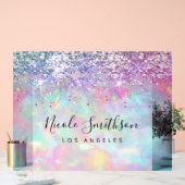 紫フェイクグリッターオパール石の背景 アクリルサイン (ウェディング)