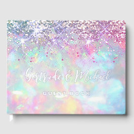 紫フェイクグリッターオパール結婚バックグラウンド ゲストブック