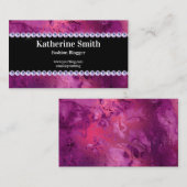 紫フェイク大理石とライン石のファッションブロガー 名刺 (正面/裏面)
