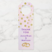 紫フェイク水色の金ゴールド結婚紙吹雪 ボトルネックタグ (正面)