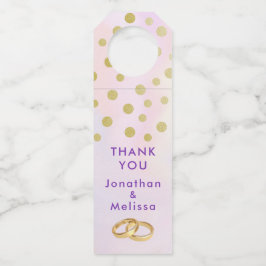 紫フェイク水色の金ゴールド結婚紙吹雪 ボトルネックタグ