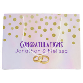 紫フェイク水色の金ゴールド結婚紙吹雪 ラージペーパーバッグ