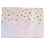 紫フェイク水色の金ゴールド結婚紙吹雪 ラージペーパーバッグ (裏面)