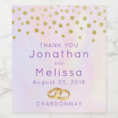 紫フェイク水色の金ゴールド結婚紙吹雪 ワインラベル (シングルラベル)